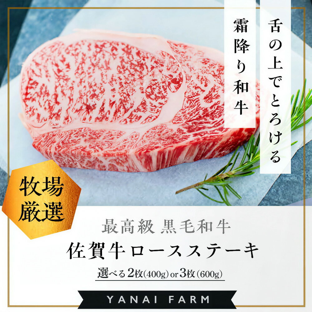 【ふるさと納税】《佐賀牛》「梁井」霜降りロースステーキ【内容量が選べる 400g 600g 佐賀牛 霜降り肉 ロース肉 サシ ステーキ 肉汁 とろける やわらか 美味しい ブランド肉】K081P003