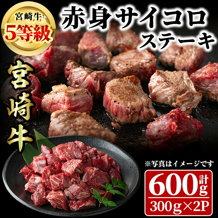 【ふるさと納税】宮崎牛 5等級 赤身サイコロステーキ(計600g・300g×2P) BBQ 牛肉 肉 ブランド牛 ステーキ 冷凍 国産 精肉 お取り寄せ 黒毛和牛 宮崎県 【LJ014】【ローカルブランディング株式会社】