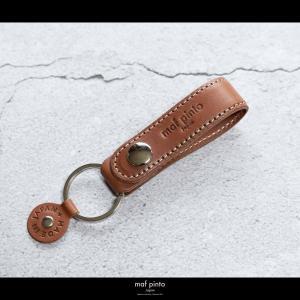 maf pinto (マフ ピント)ストラップ キーリング キーホルダー キーケース ライトブラウン(白ステッチ) レザー 本革 日本製
