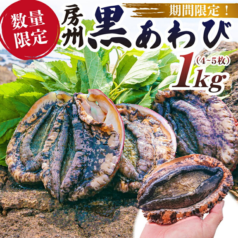 【ふるさと納税】 【期間限定・数量限定】房州黒あわび 1kg（4～5枚） 千葉県 南房総市 あわび 貝類 特産品 海産物 お刺身 踊り焼 ギフト ご褒美 おつまみ お取り寄せ グルメ 送料無料