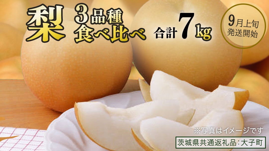 【食べ比べ】 梨 3品種 合計 約7kg 【2026年9月上旬発送開始】(茨城県共通返礼品：大子町) なし 果物 くだもの フルーツ おまかせ 旬