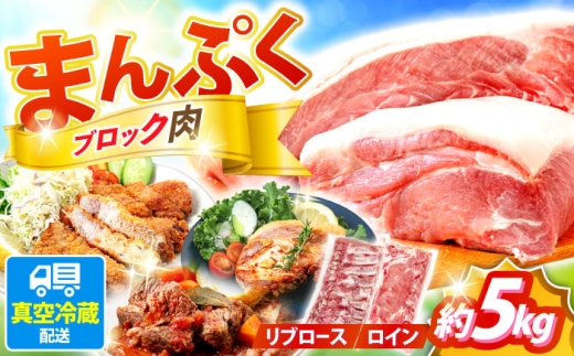 豚 ロースブロック 約5kg（リブロースとロイン 2種セット）【日本フードパッカー株式会社】[OCJ001] 肉 にく リブロース ひれ すてーき 長崎 川棚 国産 ロイン ブロック 希少 ロース 希少部位 長崎 厳選 stake ぶたにく お取り寄せ 記念日 贈答 hire  肉 katu ヒレカツ buta butaniku rose