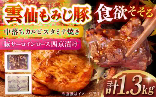 雲仙もみじ豚カルビスタミナ焼き(300g×2袋)･サーロインロース西京味噌漬(500g) 長崎県/ダイニング味遊 [42ACAG055]