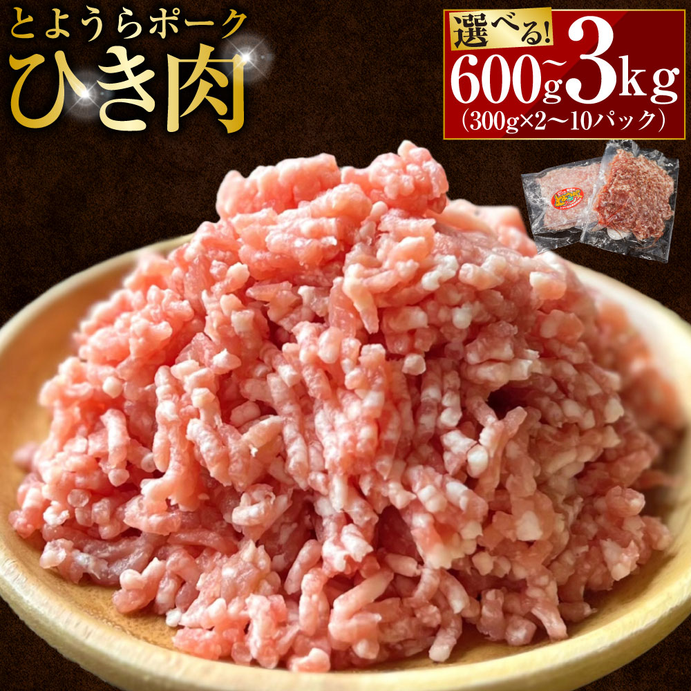 【ふるさと納税】 とようらポーク ひき肉 小分け 北海道豊浦産 SPF豚 1パック300g ＜選べる内容量＞ 計600g～計3kg 2パック～10パック ブランド豚 豚肉 お肉 肉 料理 餃子 ハンバーグ そぼろ カレー 麻婆豆腐 北海道産 国産 北海道 豊浦町 送料無料