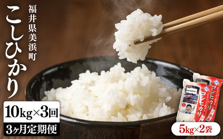 【先行予約】 定期便 ≪3ヶ月連続お届け≫ 米 令和7年産 新米 コシヒカリ 10kg × 3回 （計30kg）精米 福井県美浜町産 【2025年10月下旬以降順次発送予定】 [m60-i002]