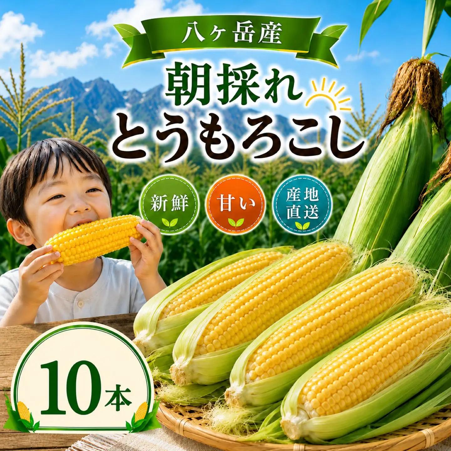 八ヶ岳産 朝採れ とうもろこし 10本 【2026年7月下旬～発送】| イケブチ農園