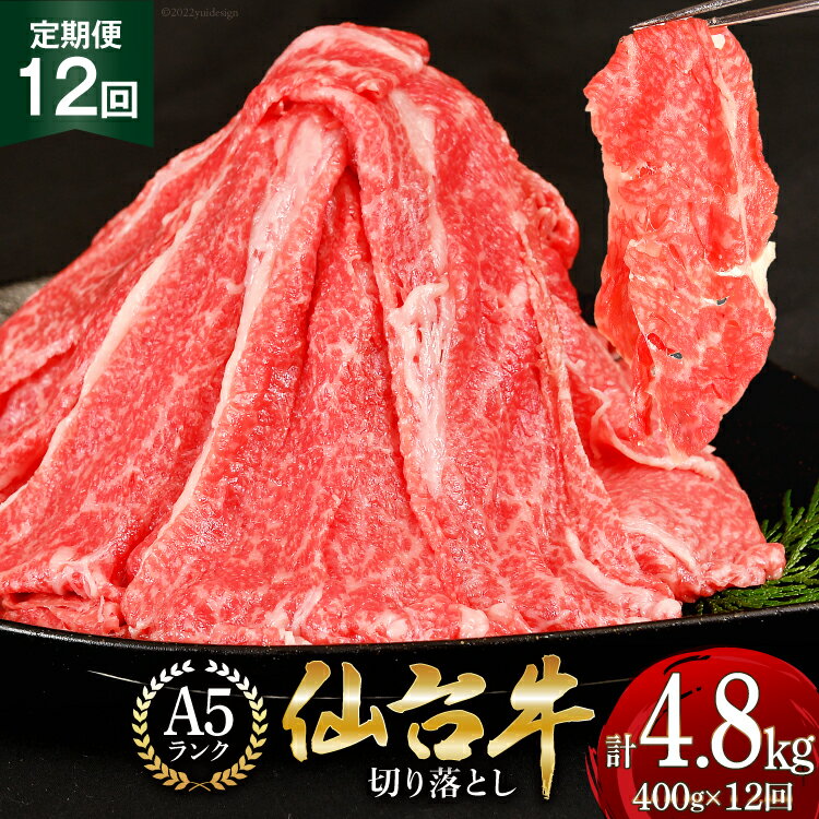 【ふるさと納税】12回 定期便 肉 仙台牛 A5 切り落とし 400g×12回 総計4.8kg [気仙沼市物産振興協会 宮城県 気仙沼市 20565326] 牛肉 和牛 黒毛和牛 冷凍 12ヶ月