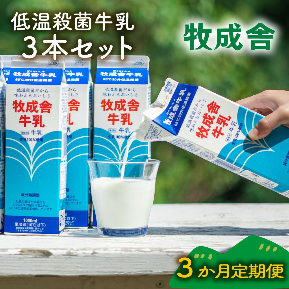 【ふるさと納税】【定期3か月便】牧成舎牛乳1000ml×3本セット｜ミルク 乳製品 飲料 朝食 食生活 牧成舎 DF256