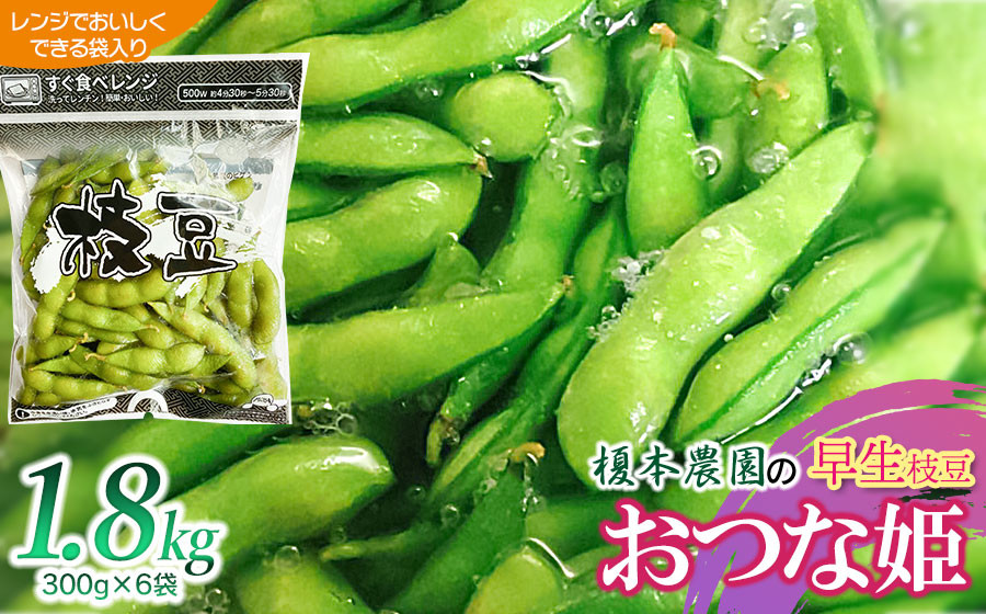 
                  【令和8年産先行予約】榎本農園の早生枝豆おつな姫1.8kg（電子レンジでおいしく出来る袋入り300ｇ×6袋）　K-834
                