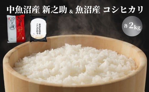 【 食べ比べセット 2種 各2kg 】 ( 中魚沼産 新之助 ・ 魚沼産コシヒカリ 金印 ) 令和7年産 新米 | お米 おこめ こめ コメ 白米 精米 ご飯 ギフト プレゼント 新潟県 津南町