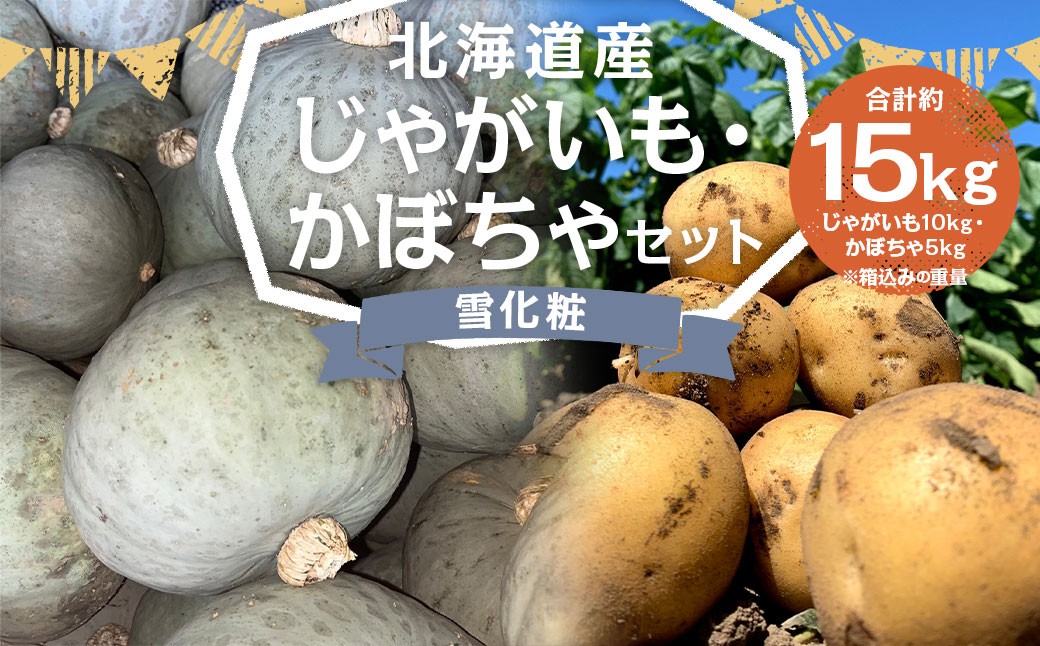 
                  北海道産 じゃがいも 男爵 M～2Lサイズ混載 約10kg かぼちゃ 雪化粧 約5kg（2～5玉） セット 各1箱 合計約15kg 2箱 山田農場 ジャガイモ 芋 いも イモ 冬至 南瓜 カボチャ 国産 【2026年10月上旬-11月上旬迄発送予定】
                