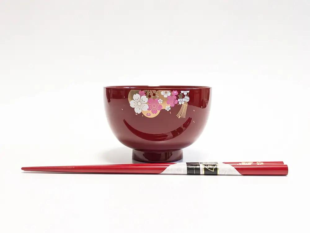 山中塗花嫁お椀と輪島塗お箸セット【能登の花嫁のれんオリジナル】プレゼント ギフト 結婚祝い 新婚 伝統工芸 蘭