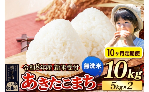 《令和8年産 新米受付》定期便10ヶ月》 米 あきたこまち 10kg（5kg×2袋） 【無洗米】 秋田県産 [新米 先行予約 先行受付 米 コメ 無洗米 あきたこまち おいしい 美味しい]
