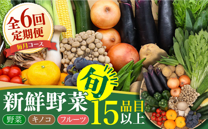 【6回定期便】野菜定期便 フルーツ・きのこをセット 15品目以上 「6回（毎月）」 / 野菜 やさい 春野菜 夏野菜 秋野菜 冬野菜 旬 / 南島原市 / 吉岡青果 [SCZ002]