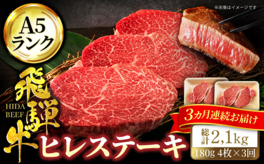 
【3回定期便】＜A5ランク＞飛騨牛ヒレステーキ180g×4枚 計720g 総計2.16kg【有限会社マルゴー】 [MBE047]
