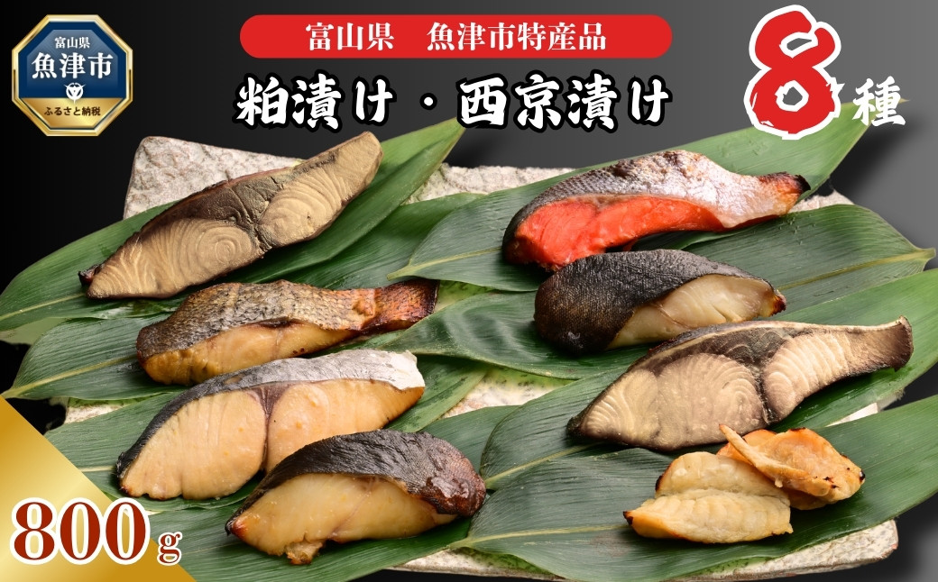 
            【冷凍・小分け】 粕漬け 西京漬け 4種ずつ 8種セット 8パック（ ブリ 銀ダラ 紅鮭 ふぐ サワラ メダイ ）｜ 天然ぶり 鰤 銀だら 銀鱈 鮭 しゃけ サケ サーモン さわら フグ 味噌漬け かす漬け 魚貝類 魚介類 海鮮 北陸 富山県 富山湾 魚津市 送料無料
          