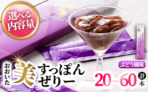 
                  ＜内容量が選べる！＞おおいた 美・すっぽんぜりー ぶどう風味(計20本～60本)小分け 葡萄 ゼリー スッポン 常温 保存【115300400・115300500・115300600】【アンフィニプロジェクト】
                