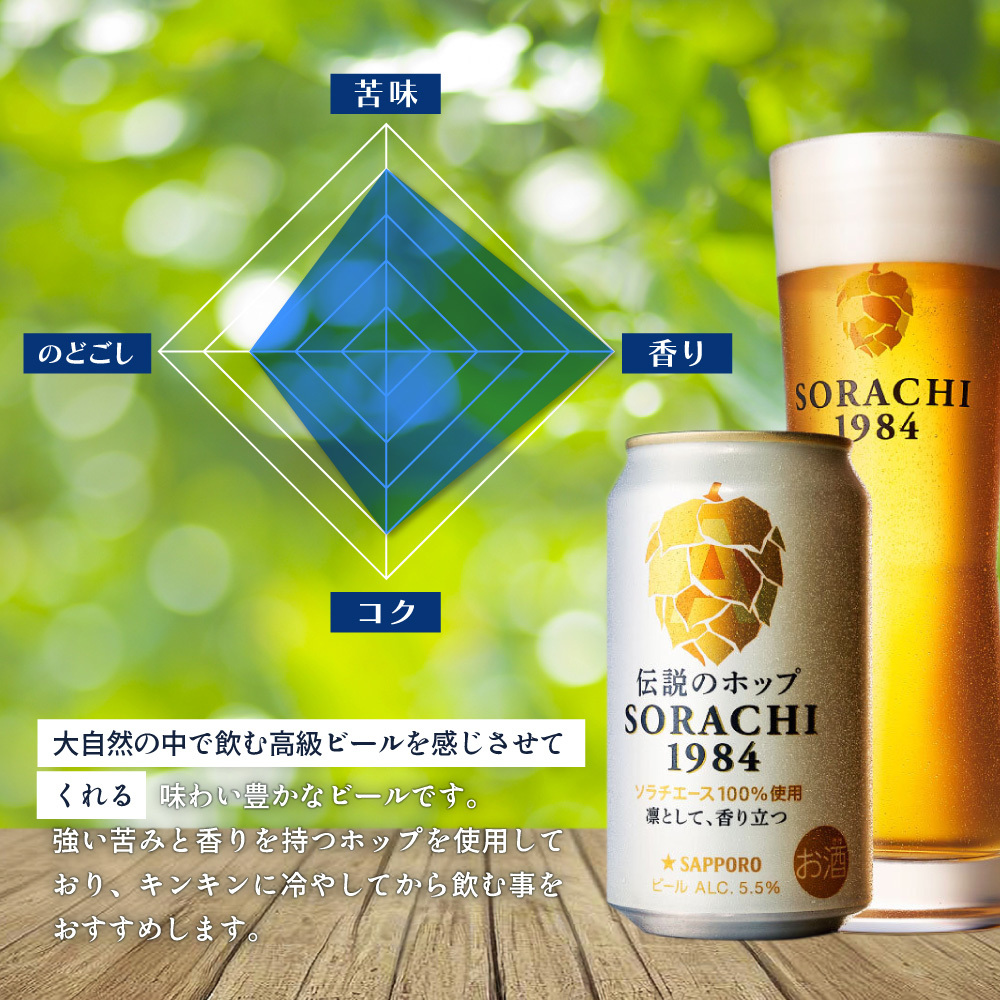 ◆6ヵ月連続お届け定期便◆SORACHI 1984 1箱（350ml×12缶） 株式会社 ヤマイチ 北海道 上富良野町 ソラチ1984 お酒 酒 飲み物 ビール 地ビール サッポロビール サッポロ ギ