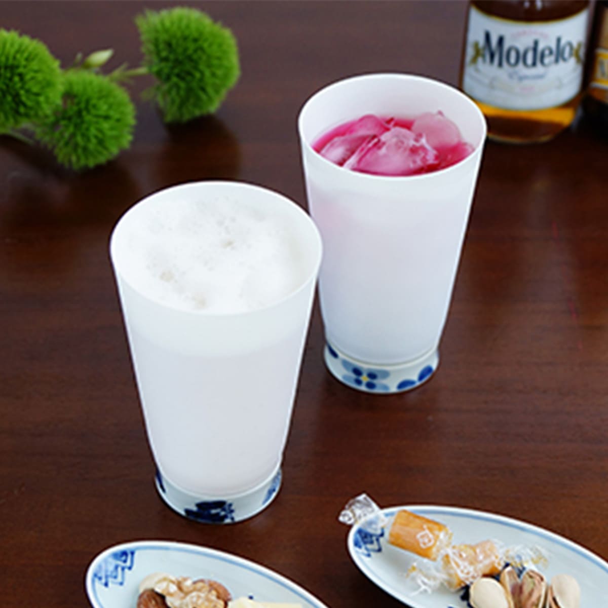 【ふるさと納税】夕食を楽しませてくれる しん窯青花のパールシェルグラス(2個）と楕円小皿（2枚） の4点セット 小島芳栄堂 ar016