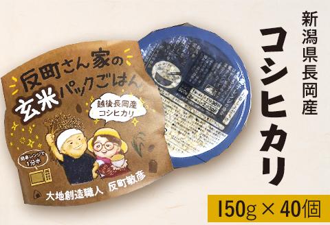 E1-31C新潟県長岡産コシヒカリ【玄米】パックご飯 150g×40個