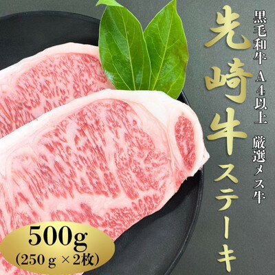 【ふるさと納税】【先崎牛】A4等級以上の希少な厳選メス牛◆ロースステーキ500g(250g×2枚)【配送不可地域：離島】【1630438】