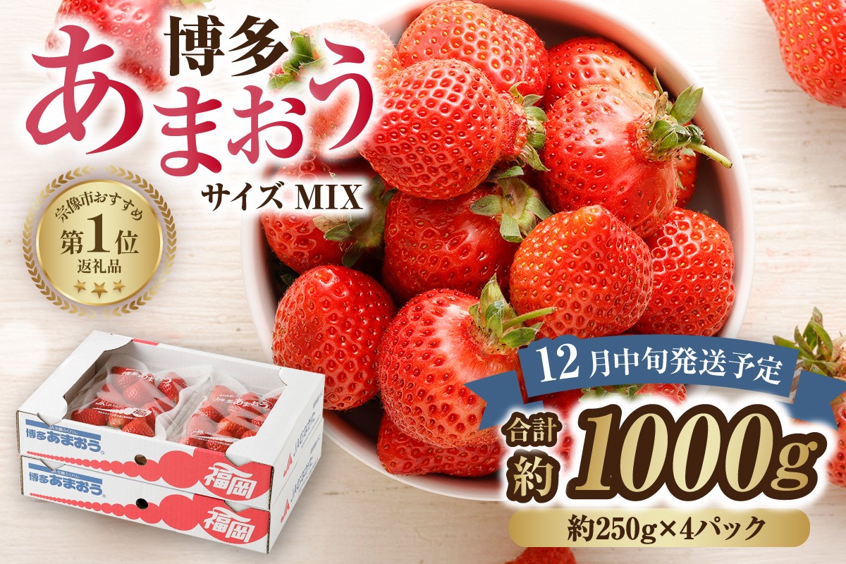 
                  【先行予約】【アフター保証】どこよりも早くお届け！12月発送「博多あまおう」約250g×4パック【ほたるの里】_HA0502
                