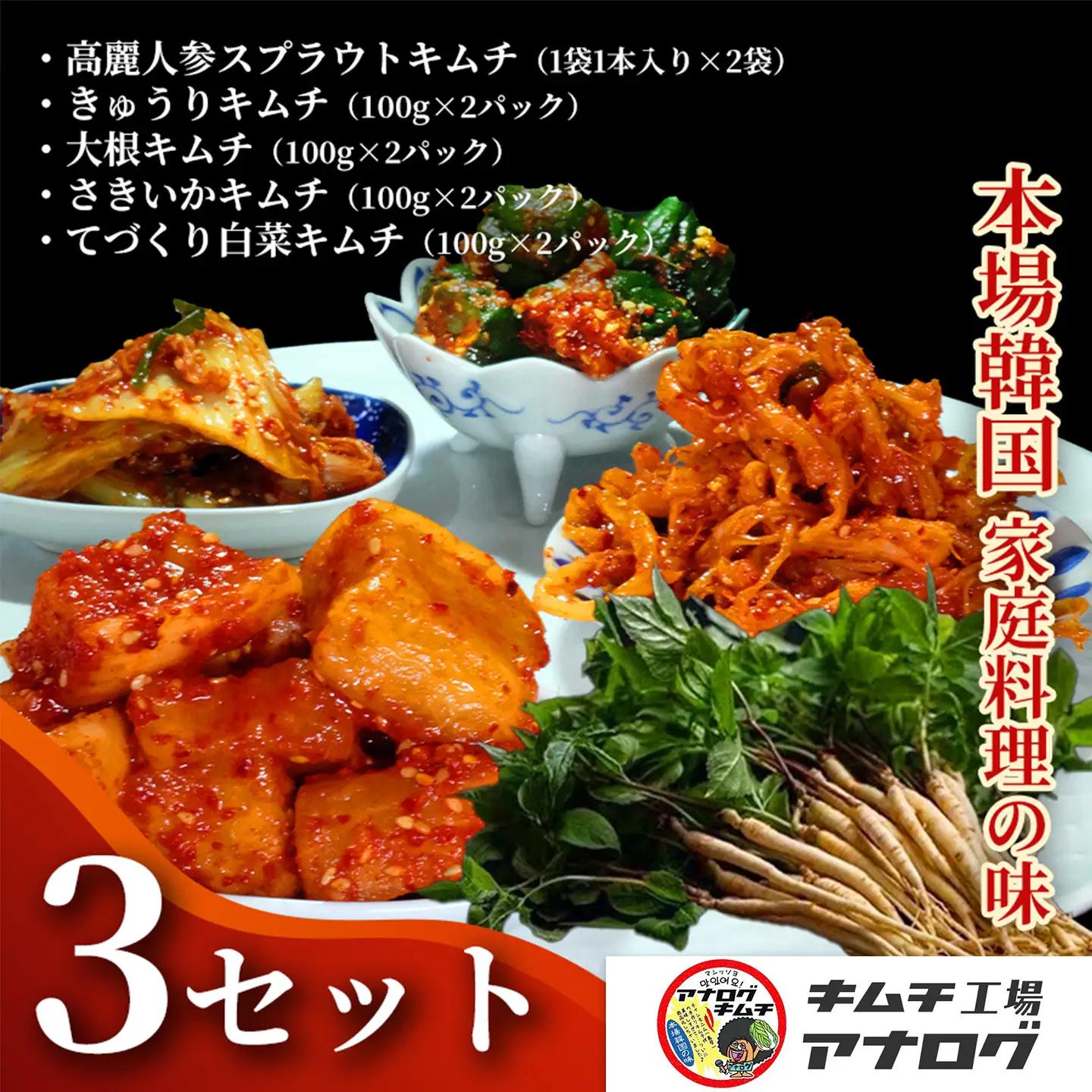 5種の本格キムチ食べ比べ 4種のキムチ(各100g×6パック)＋スプラウトキムチ(1本入り×6袋)(H104266)