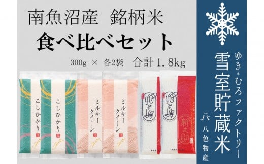 
            雪室貯蔵米 コシヒカリ、ミルキークィーン、新之助 食べ比べ
          
