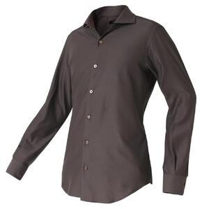 DJS-787 decollouomo メンズドレスシャツ 長袖（生地／オーヴァーチュア）クラシックタイプ　エベーヌグレー／XLサイズ