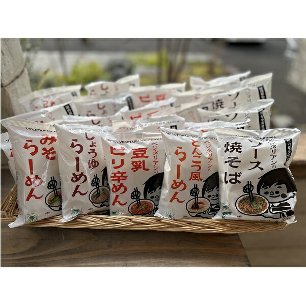 【ふるさと納税】 ベジタリアン の ラーメン 4種 ＆ 焼きそば セット 5種 各4食 計20食 | わらべ村 即席 インスタント インスタントラーメン 麺 袋麺 人気 しょうゆ みそ とんこつ風 豆乳担々麺風 保存食 備蓄 食品 岐阜 岐阜県 美濃加茂市 送料無料 M20S46