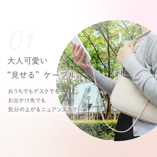 Owltech シースルー素材採用 耐屈曲5万回 PD60W充電／データ転送 USB Type-C to USB Type-C シリコンケーブル Mignonne（ミニョン） OWL-CBS1MINC