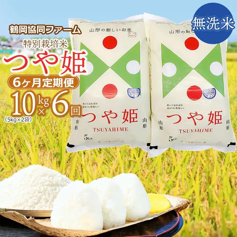 【令和8年産先行予約】特別栽培米つや姫 無洗米 10kg (5kg×2袋)×6ヶ月【定期便】　鶴岡協同ファーム 