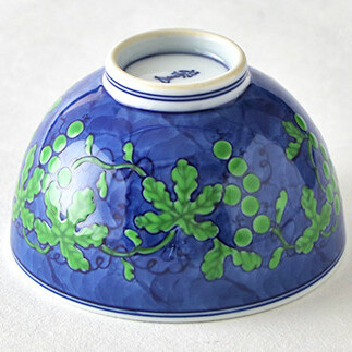 源右衛門窯 緑彩葡萄絵 飯碗 器 食器 お茶碗 ごはん 茶碗 小鉢 葡萄絵 有田焼 A70-152_イメージ3