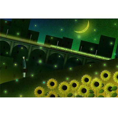 ふるさと納税 綾部市 ＼京都・綾部の癒やし系作家/【絵画】夜更けのひまわり　額装サイズ526mmx412mm |  | 01