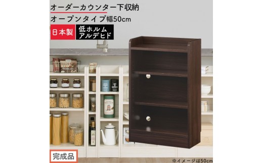 【完成品でお届け】オーダーカウンター下収納 オープンタイプ〔幅50cm〕（ウォールナット）カウンター下収納 薄型 約 奥行22cm 高さ80cm チェスト オープンラック ロータイプ 収納 木製 KKANRA945149-50-WAL