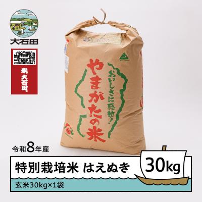 ふるさと納税 大石田町 【2026年12月上旬発送】 新米 米 はえぬき 30kg 玄米 令和8年産 特別栽培米