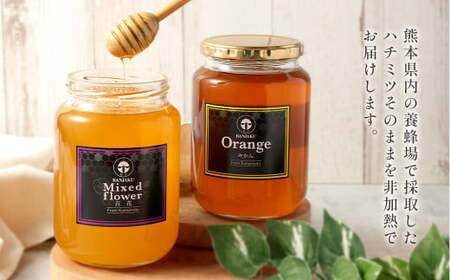 熊本県産 ”手詰め非加熱” 生はちみつ たっぷり 2種 セット （みかん・百花）各1kg 合計2個 蜂蜜 はちみつ ハチミツ ハニー みかん蜜 百花蜜 蜜 国産蜂蜜 国産