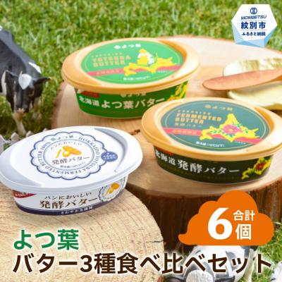ふるさと納税 紋別市 よつ葉バター3種食べ比べセット(6個入り)