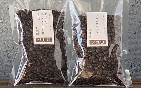 ソカロブレンド100g + グァテマラ ウエウエテナンゴ SHB100g ※豆 【お菓子と自家焙煎コーヒー ソカロ】 飲料類 ドリンク 飲み物 コーヒー豆 珈琲豆 深煎り 甘さ コク コーヒータイム 