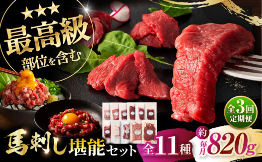 【全3回定期便】「熊本特産」フジチクオリジナル ふじ馬刺し堪能セット 3896 / 馬刺し 熊本馬刺し 熊本 菊陽 ネギトロ ユッケ タレ 赤身 醬油 生姜【株式会社フジチク】 [BHAD081]