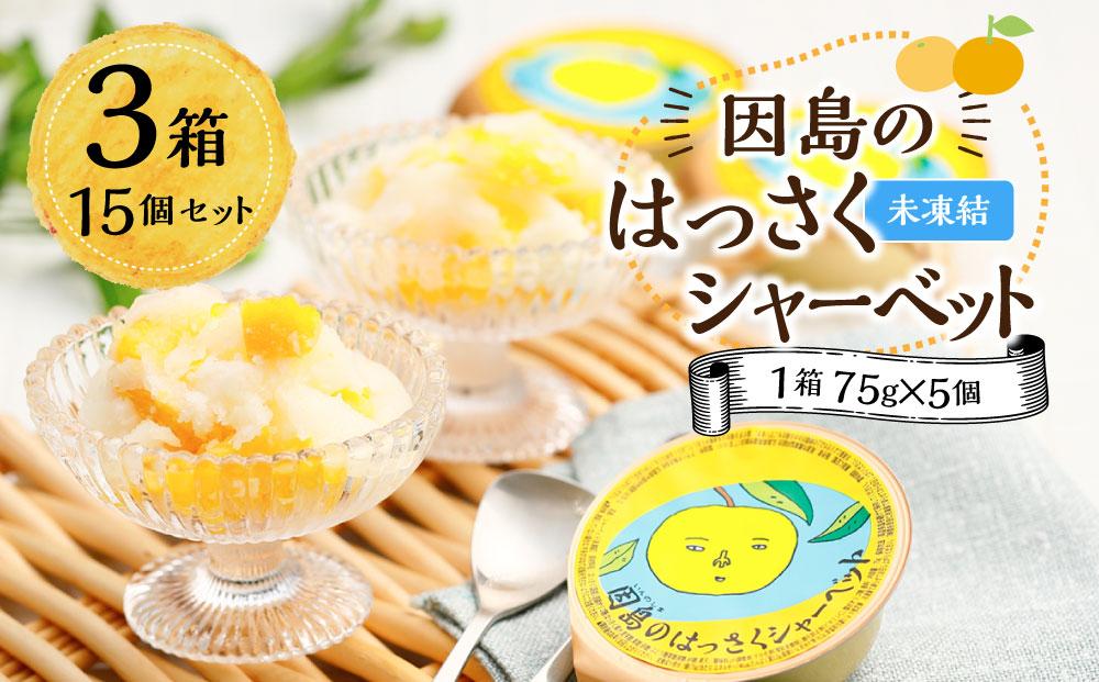 因島のはっさくシャーベット(未凍結）（75g×5個）3箱 15個セット【八朔 柑橘 みかん ゼリー シャーベット デザート おやつ 広島の 給食 はっさく JA 広島 尾道】