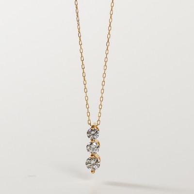ふるさと納税 大津市 【10金 ラボダイヤネックレス 0.313ct】50cm トリロジーペンダント 優しい透明感 K10 |  | 02