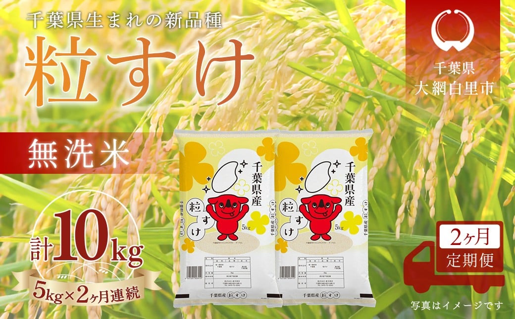
                  ＜2か月定期便＞ 千葉県産「粒すけ」無洗米 5kg×2か月連続 計10kg
                