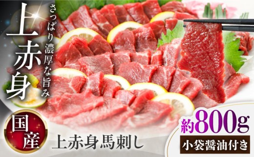国産 上赤身馬刺し 約800g（菊陽町） / 熊本馬刺し 馬刺 馬刺し ばさし バサシ 馬肉 霜降り 醤油付き 熊本 くまもと 菊陽町 赤身 あかみ 馬刺し【菊陽町(阿蘇牧場)】 [BHAZ034]