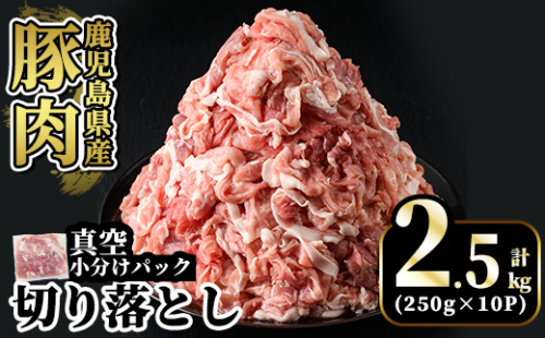 A5-033-B 国産！鹿児島県産豚肉切り落とし真空小分け 250g×10P(計2.5kg)【肉の豊楽】霧島市 豚肉 ぶたにく 豚 小分け 切り落とし 真空パック 切落し 冷凍
