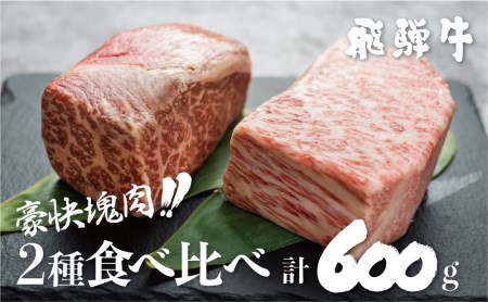 【2週間～発送】訳あり 飛騨牛ブロック [塊] 計600g 霜降り肉 赤身肉 ブロック肉 300g×2 食べ比べ 部位お任せ 不揃い BBQ 焼肉 焼き肉 ローストビーフ 20000円 2万円 [S046]