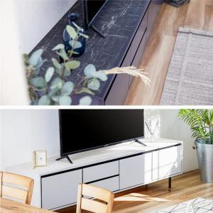 テレビボード 180cm ローボードタイプ マクヴィ＜ネイビー×マーブルブラック＞【モーブル／大川家具】