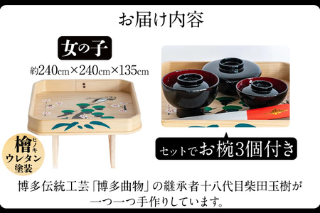 ぽっぽ膳（女の子用） 伝統工芸品 福岡県知事指定 特産民工芸品 博多曲物 檜 ウレタン塗装 ヒノキ プレゼント ギフト 贈り物 福岡 九州 福岡県