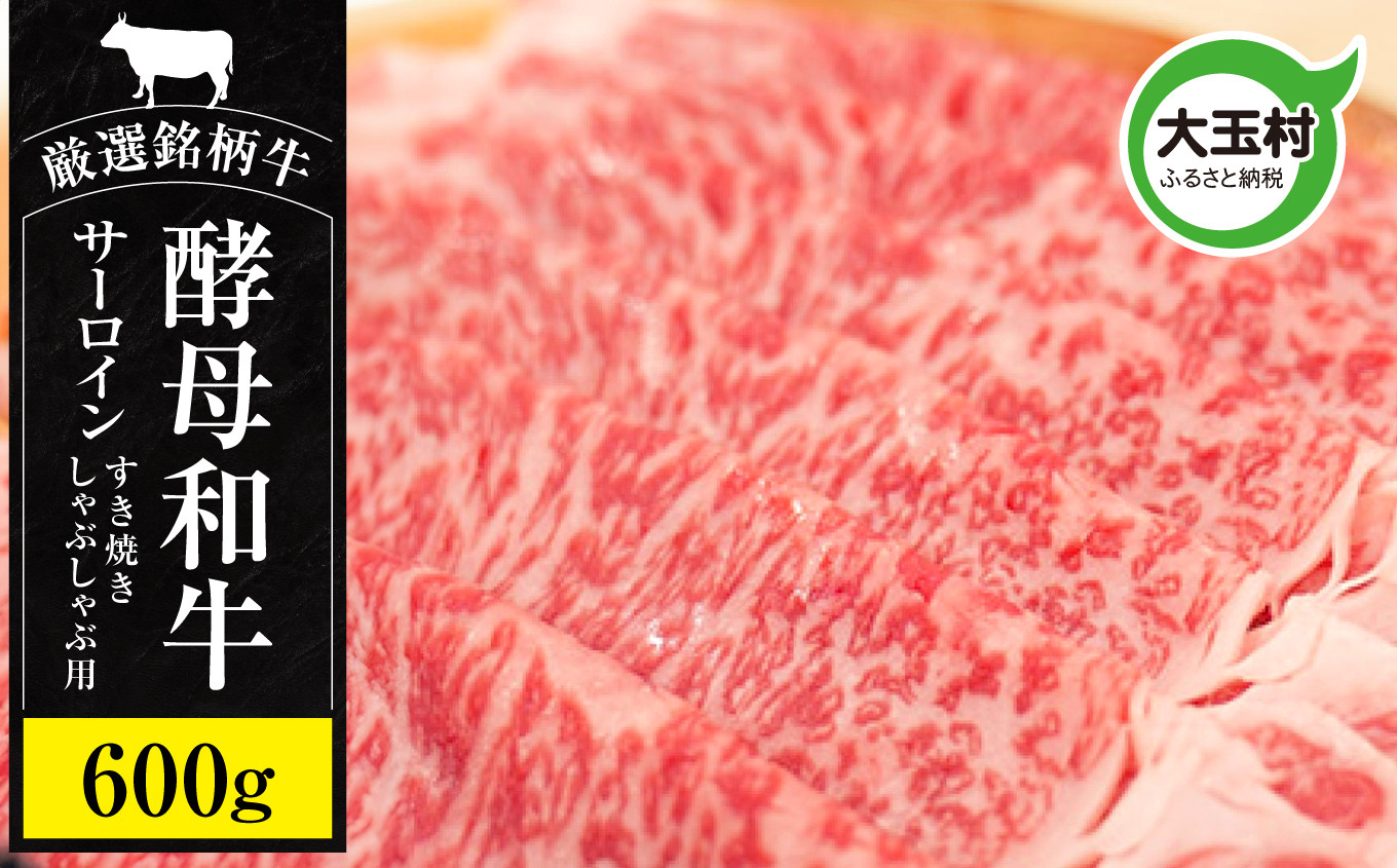 
            国産 黒毛和牛 あだたら酵母 和牛 サーロイン 600g すき焼き しゃぶしゃぶ 用 冷凍 肉 牛肉 焼肉 鉄板焼 福島県 大玉村 年末 【 02114 】
          