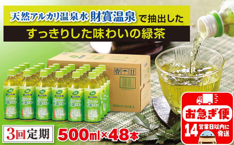 C3-22119／【3回定期】財宝のおいしい お茶 500ml×24本×2箱